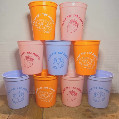 "Fresh off the Market" Bridal Shower Drink Cups: Blueberry, Strawberry & Citrus
