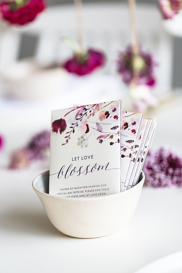 Eco-friendly 'Let Love Blossom' flower seed packet wedding favors | Wesley Vorster via Ruffled