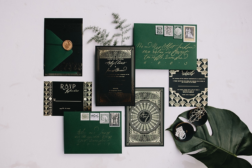 Emerald Art Deco Wedding Inspiration | Ode Studios