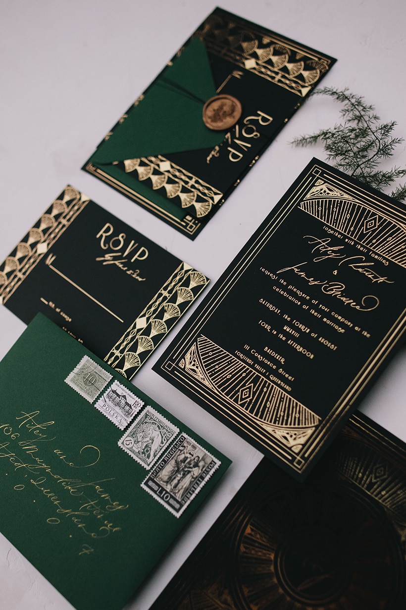 Emerald Art Deco Wedding Inspiration | Ode Studios