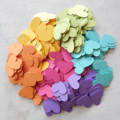 Custom Luxe Rainbow Heart Paper Confetti - 1 Inch