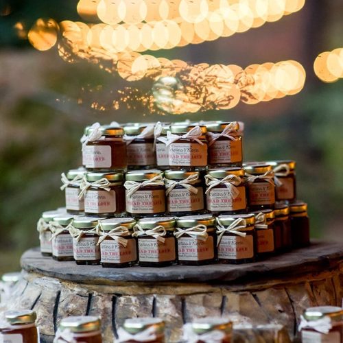 100 Rustic Personalized Mini Jam Jar Wedding Favors