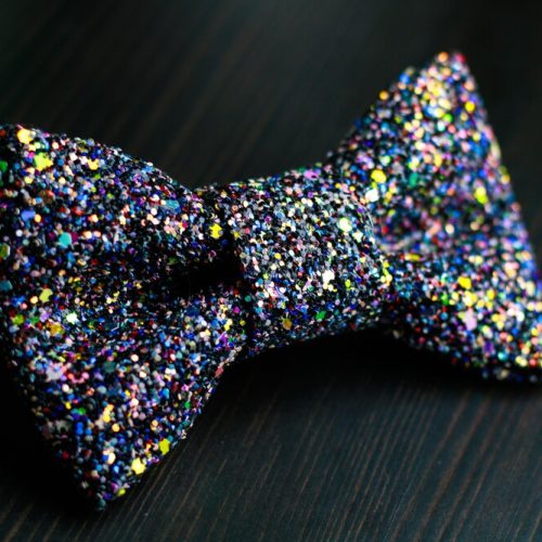 Black Holographic Glitter Encrusted Wedding Bow Tie