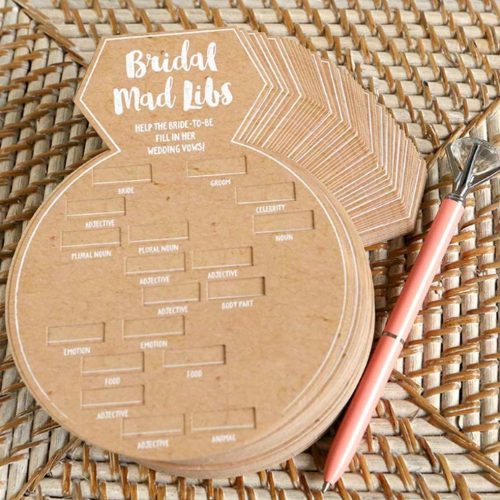 Ring-Shaped Mad Libs Bridal Shower Game Cards - Set of 10