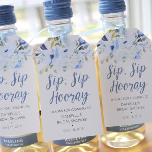 "Sip, Sip Hooray" Bridal Shower Favors Tags for Mini Wine or Champagne Bottles