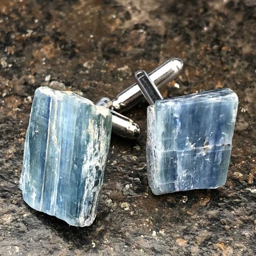 Blue Kyanite Raw Stone Wedding Cufflinks