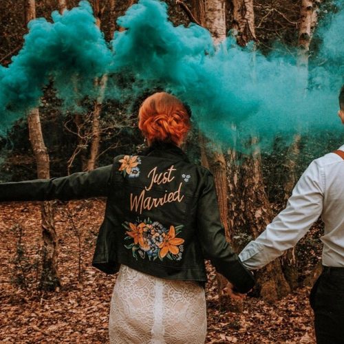 Custom Handpainted Floral Wedding Jacket - Faux Leather or Denim