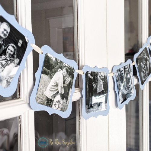 Blue Photo Banner Bridal Shower Decor: Multiple Blue Shades Available in Matte or Shimmer, Pre-Strung on Ribbon