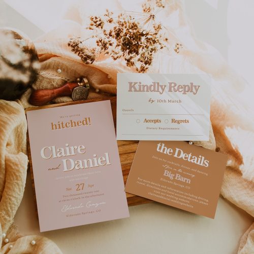 Blush Orange and Peach Wedding Invitation Suite Template