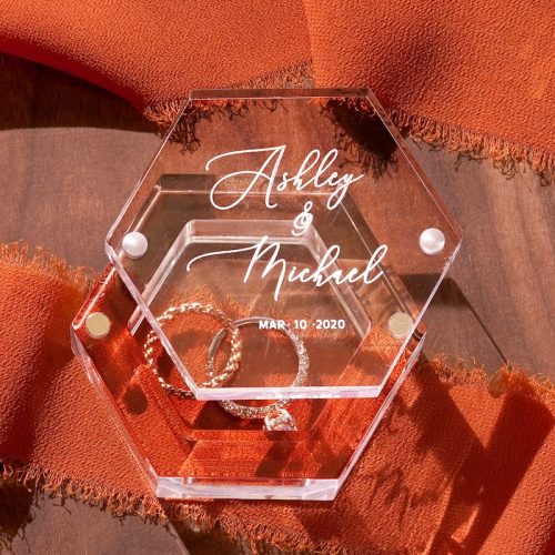 Modern Engraved Acrylic Wedding Ring Box
