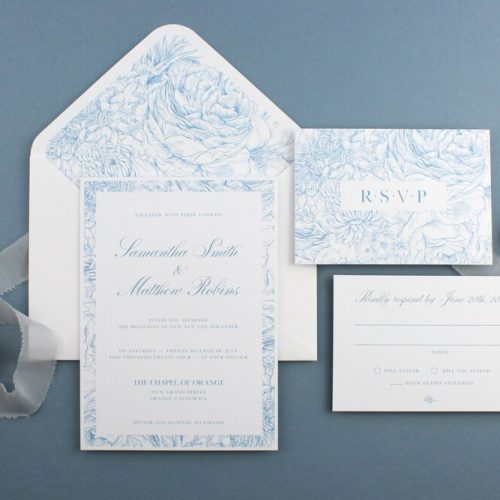 Dusty Blue Wedding Invitation Suite