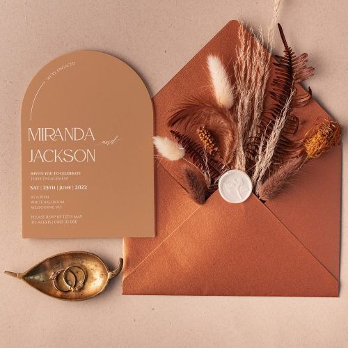 Cinnamon Arch Engagement or Wedding Invitation