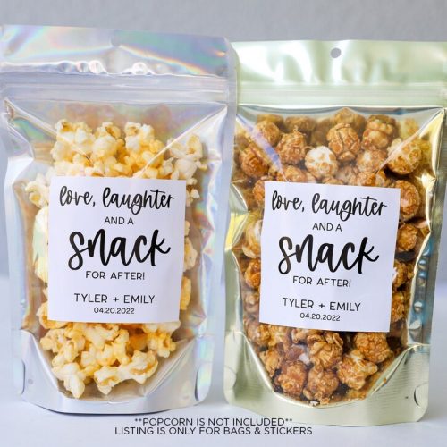 "Love, Laughter and a Snack for After" Personalized Wedding Treat Bags