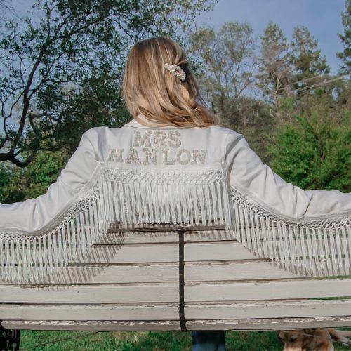 Custom Bridal Fringed Mrs Denim Jacket