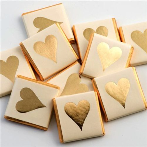 10 Thank You Gold Heart Chocolate Wedding Favors