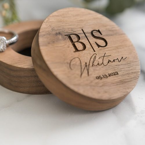 Engraved Wood Wedding Ring Box