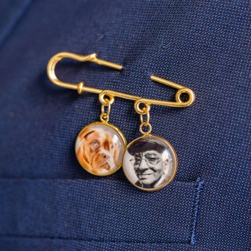 Custom Photo Safety Pin for Wedding Suit Jacket