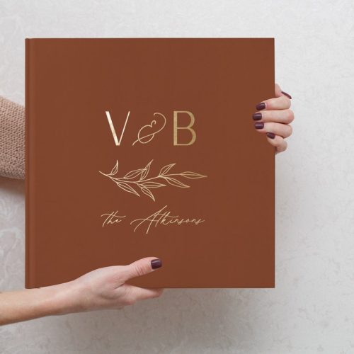 Personalized Boho Neutral Foil Wedding Guest Book