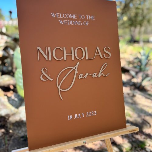 Terracotta Rust "Welcome To The Wedding Of"  Acrylic Sign