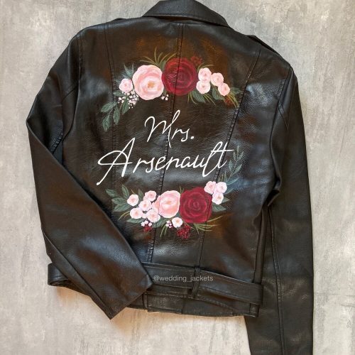 Custom Handpainted Faux Leather Bridal Jacket