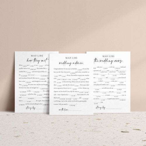 Modern Mad Libs Wedding Games - Digital Download