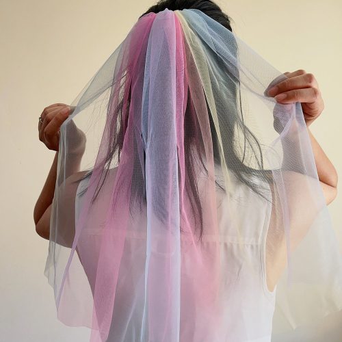 Rainbow Tulle Wedding Veil - Choose Your Length