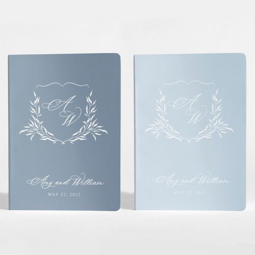 Personalized Vow Books in Pastel Blue & Dusty Blue - Set of 2