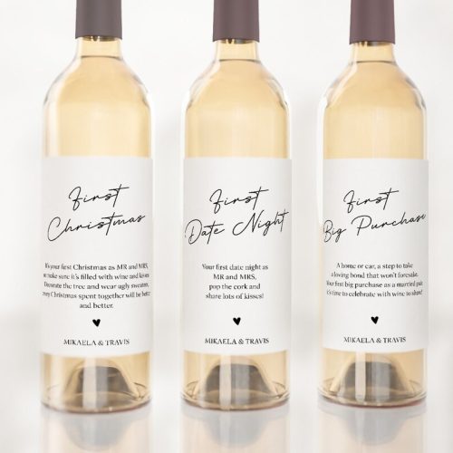 "Marriage Milestones" Celebration Wine Labels, Personalized Bridal Shower Gift