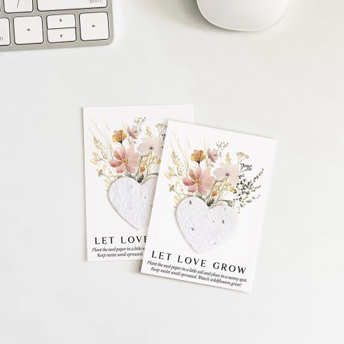 "Let Love Grow" Plantable Wildflower Seed Paper Favor Cards