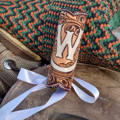 Wedding Bouquet Wrap in Hand Tooled Leather