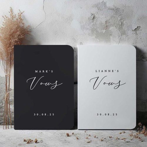 Modern Minimalist Black and White Wedding Vow Book