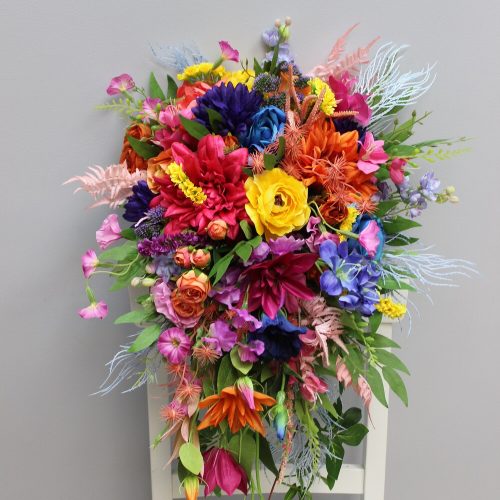 Colorful Rainbow Mixed Silk Flower Bridal Bouquet