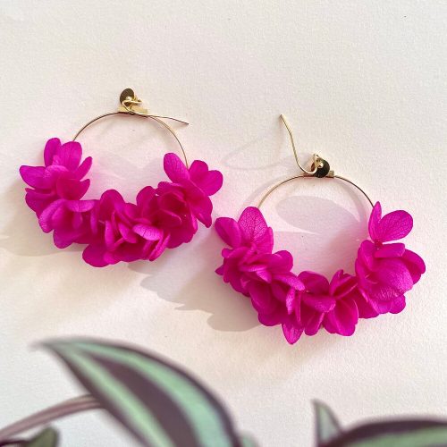 Barbie Pink Stabilized Flower Earrings