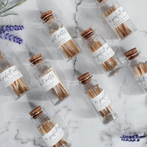 "A Perfect Match" Personalized Glass Match Bottle Wedding Favor