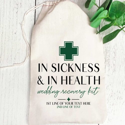 "In Sickness and In Health" Personalized Wedding Recovery Kit Bags