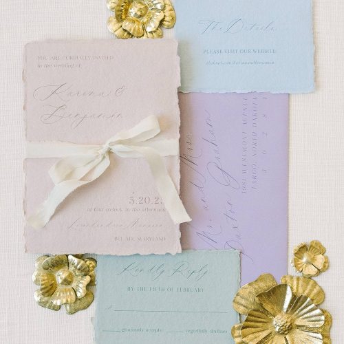 Pastel Rainbow Wedding Invitation Suite - Set of 10