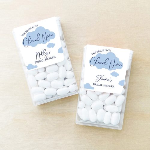 "The Bride Is On Cloud Nine" Personalized Tic Tac Bridal Shower Favors - Set of 12 Complete or Labels Only