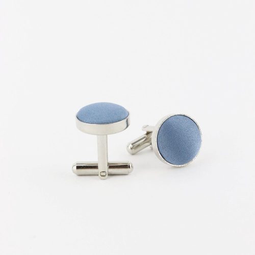 Mid Blue Fabric Wedding Cufflinks
