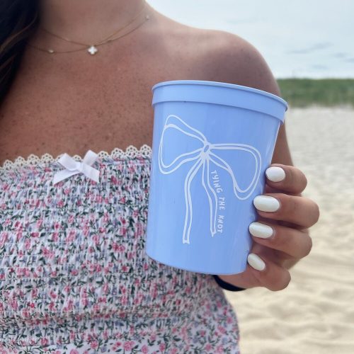 White on Blue "Tying the Knot" Bridal Shower or Bachelorette Cups: Many Designs & Personalization Available