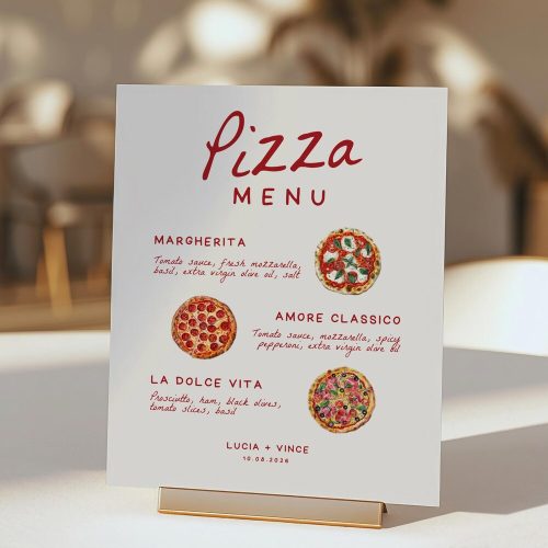 Italian Pizza Theme Bridal Shower Menu Sign Digital Download