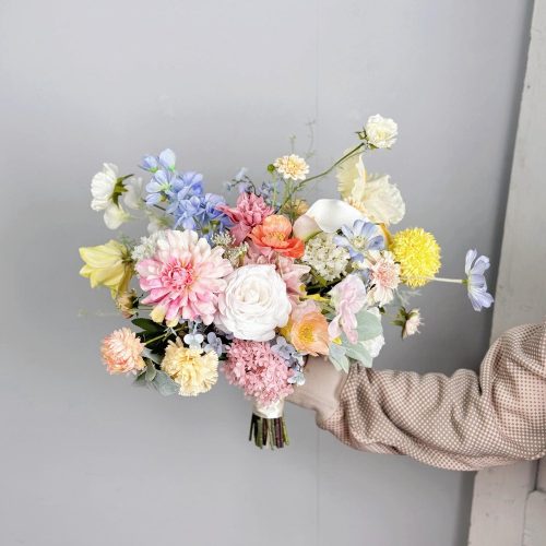 Pastel Silk Wildflower Spring Bridal Bouquet