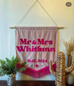 Personalized Handmade Velvet Wedding Banner