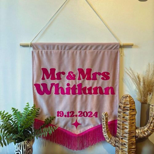Personalized Handmade Velvet Wedding Banner