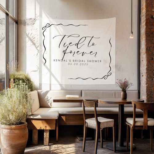 Personalized "Tied to Forever" Bridal Shower Decor, Modern Bow Welcome Sign