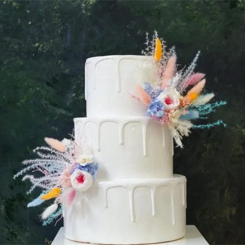 Faux Pastel Flowers for Wedding Cake - Set of 2