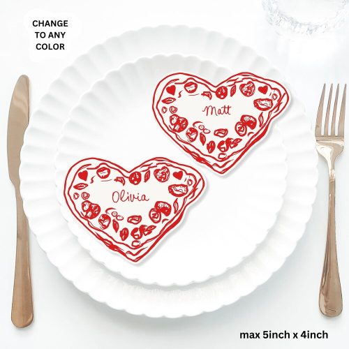 Italian Theme Bridal Shower, Pizza Heart Shaped Place Cards Digital Download