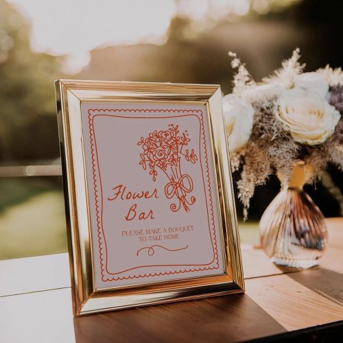 "Flower Bar" Sign Editable Scalloped BorderTemplate: "Please Make a Bouquet to Take Home"