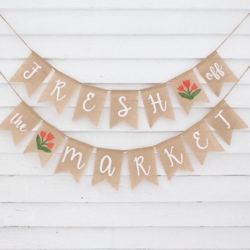 "Fresh off the Market" Bridal Shower Banner: Rustic Tulip Themed