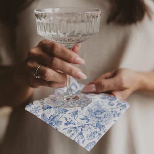 Blue Delft Floral Bridal Shower Cocktail Napkins