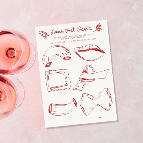 "Name that Pasta" Italian Themed Bridal Shower Game Digital Download
